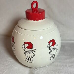 Dr. Seuss The Grinch Who Stole Christmas Ornament Grinch Santa Cookie Jar NEW